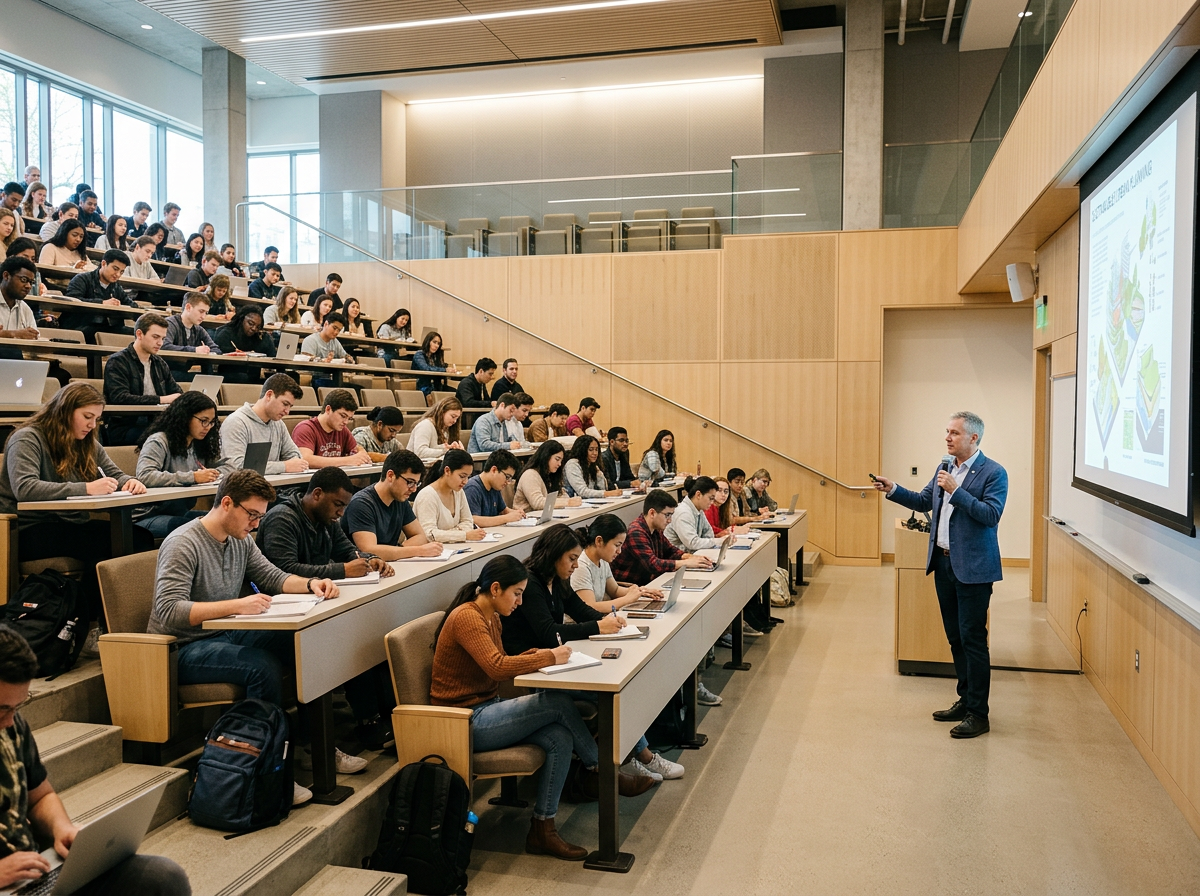 Students taking notes during a lecture session